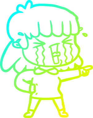 Bir insan tarafından çizilmiş göz yaşları içinde bir çizgi film kadını çizimi.