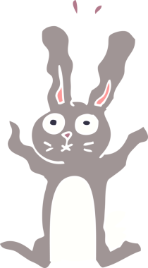 Çizgi film karalaması bir insan tarafından çizilmiş korkmuş tavşan.