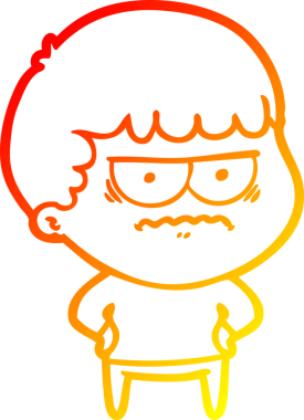 Bir insan tarafından çizilmiş, kızgın bir çizgi film karakteri.