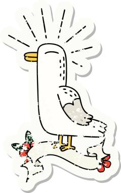 Bir insan tarafından çizilmiş martı dövmesi stili eski bir etiket.