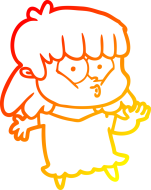 Bir insan tarafından çizilmiş, çizgi film karakteri ıslık çalan bir kız çizimi