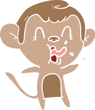 Bir insan tarafından çizilmiş düz renk çizgi film maymunu.