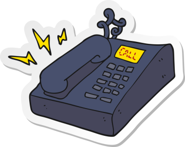 Bir insan tarafından çizilmiş bir ofis telefonunun çıkartması.