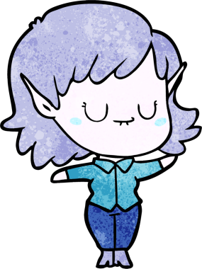 Bir insan tarafından çizilmiş mutlu elf kızı.