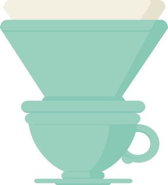 Bir insan tarafından çizilmiş filtre kahve fincanının düz renkli çizimi