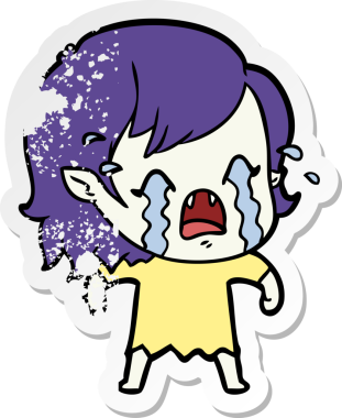 Bir insan tarafından çizilmiş ağlayan vampir bir karikatür çıkartması.