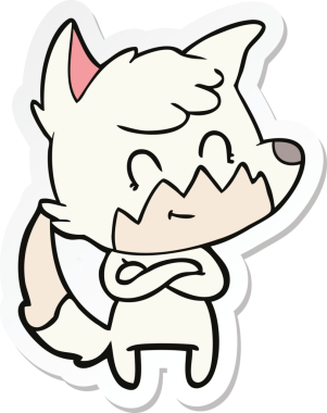 Bir insan tarafından çizilmiş mutlu tilki çizgi filmi çıkartması.