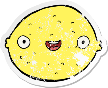 Bir insan tarafından çizilmiş karikatür limonunun sıkıntılı çıkartması