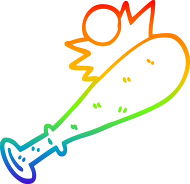 gökkuşağı gradyan çizgi çizimi bir insan tarafından çizilmiş beysbol sopası