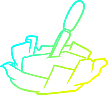 Geleneksel bir tereyağını insan tarafından çizilmiş bir bıçakla çizmek.