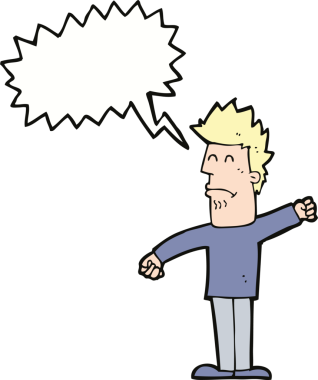 Bir insan tarafından çizilmiş konuşma balonlu bir adam.