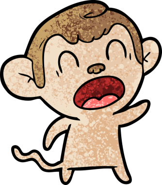 Bir insan tarafından çizilmiş bağıran çizgi maymun.