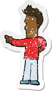 Bir insan tarafından çizilmiş karikatür adamın gerilmiş çıkartması.