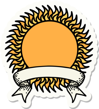 Bir insan tarafından çizilmiş güneş pankartıyla dövme stili.