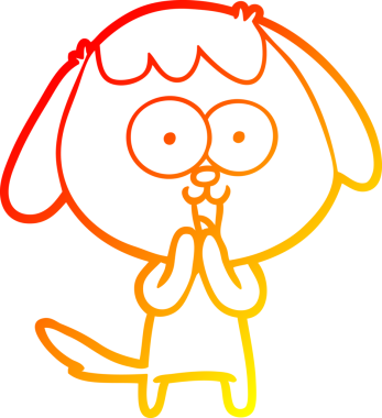 Bir insan tarafından çizilmiş sevimli bir köpeğin sıcak çizgi çizgisi.