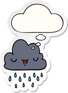 Düşünce baloncuklu karikatür fırtına bulutu insan tarafından çizilmiş bir çıkartma.