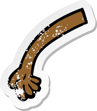 Bir insan tarafından çizilmiş bir karikatür kolunun gerilmiş çıkartması.