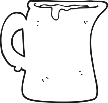 Bir insan tarafından çizilmiş siyah beyaz süt sürahisi.