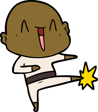 Bir insan tarafından çizilmiş mutlu, kel adam.