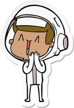 Bir insan tarafından çizilmiş mutlu bir astronotun çıkartması.