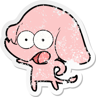 Bir insan tarafından çizilmiş şirin bir filin sıkıntılı çıkartması