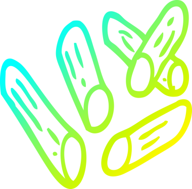 Bir insan tarafından çizilmiş makarnanın soğuk gradyan çizgileri.