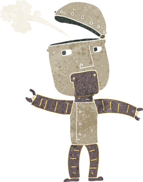 Bir insan tarafından çizilmiş komik robot.