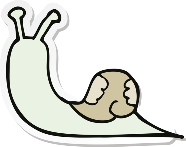 Bir insan tarafından çizilmiş bir salyangozun çıkartması.