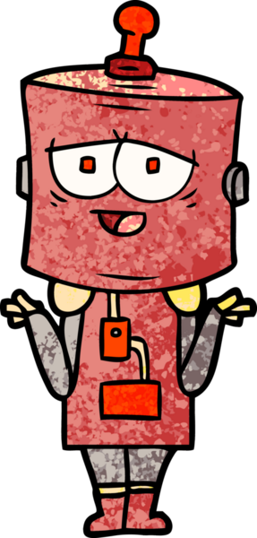 Bir insan tarafından çizilmiş çizgi film robotu