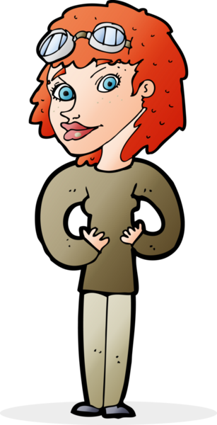 Bir insan tarafından çizilmiş karikatür havacısı kadın.