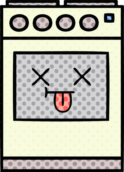 Bir insan tarafından çizilmiş mutfak fırınının çizgi romanı.