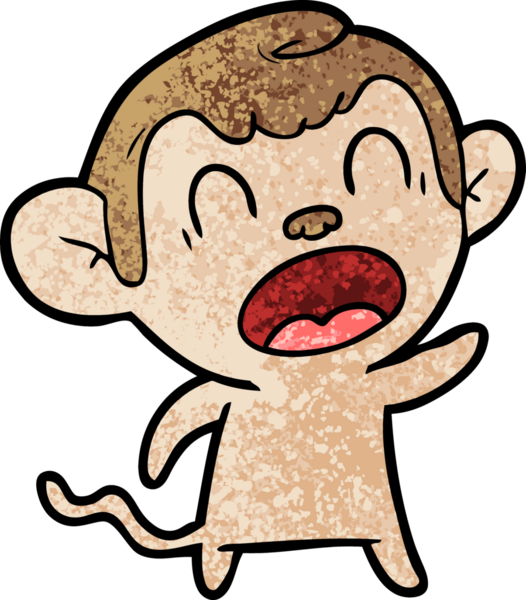 Bir insan tarafından çizilmiş bağıran çizgi maymun.