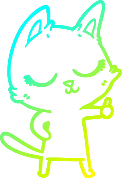 Bir insan tarafından çizilmiş sakin bir çizgi film kedisinin soğuk eğim çizgisi.