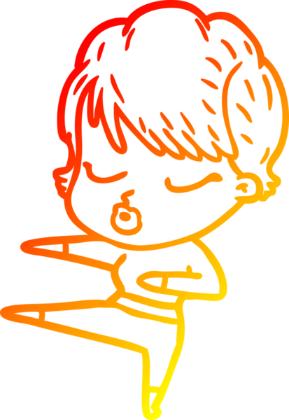 Bir insan tarafından çizilmiş gözleri olan çizgi film kadını çizimi.