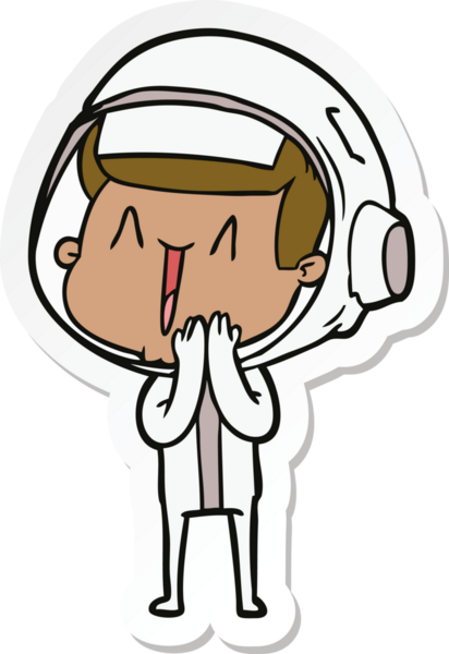 Bir insan tarafından çizilmiş mutlu bir astronotun çıkartması.