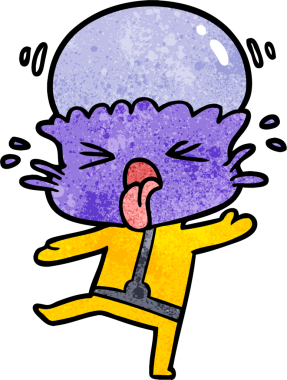 Bir insan tarafından çizilmiş garip bir uzaylı çizgi filmi.