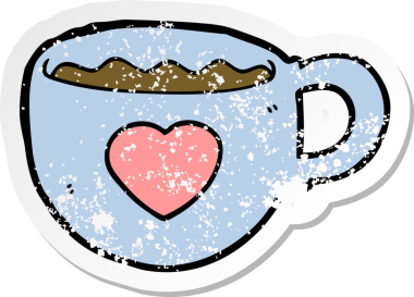 Bir insanın çizdiği kahve fincanının sıkıntılı çıkartması.