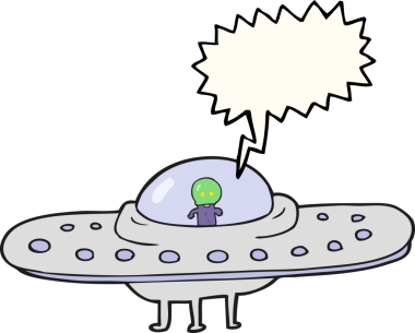 Bir insan tarafından çizilmiş serbest konuşma balonu uçan daire.