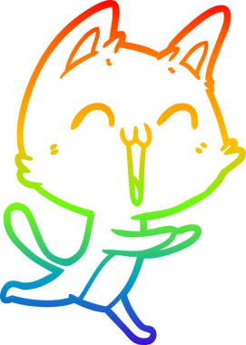 Bir insan tarafından miyavlanan mutlu bir çizgi film kedisinin çizimi.