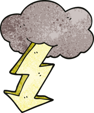 Bir insan tarafından çizilmiş karalama yıldırımı.