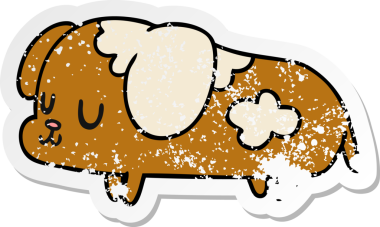 Bir insan tarafından çizilmiş şirin bir köpeğin depresif bir çizgi film çizimi.