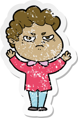 Bir insan tarafından çizilmiş kızgın bir adamın sıkıntılı çıkartması.