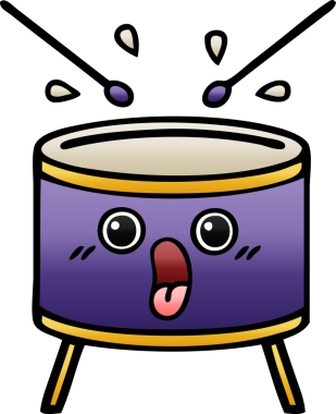 Bir insan tarafından çizilen davulun gölgelenmiş karikatürü