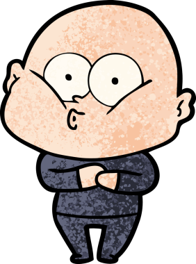 Bir insan tarafından çizilmiş kel bir adam.