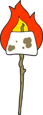 Çubuğun üzerine bir insan tarafından çizilmiş şekerlemenin düz renk çizimi