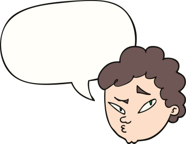 bir insan tarafından çizilmiş konuşma balonu olan şüpheli bir adam.