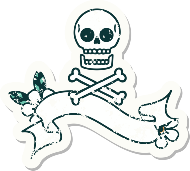 Bir insan tarafından çizilmiş çapraz kemikli eski bir etiket.