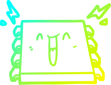 Bir insan tarafından çizilmiş mutlu bir bilgisayar çipi çizimi