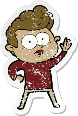 Bir insan tarafından çizilmiş, kederli bir çizgi film çıkartması.