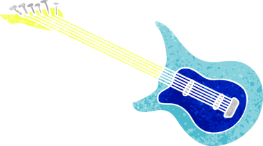 Bir insan tarafından çizilmiş eski bir gitar karalaması.